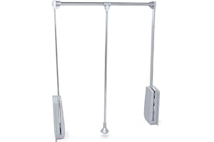 Emuca - Barre de penderie escamotable, tringle relevable, penderie rabattable pour armoire, largeur réglable 830-1150mm, Chromé