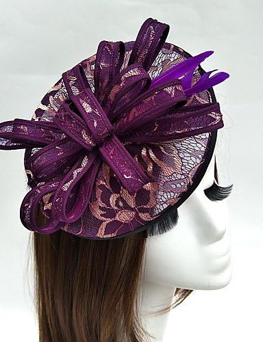 BMJQS Women's Feather / Tulle / Chiffon Headpiece-Wedding / Special Occasion Fascinators 1 Piece , burgundy