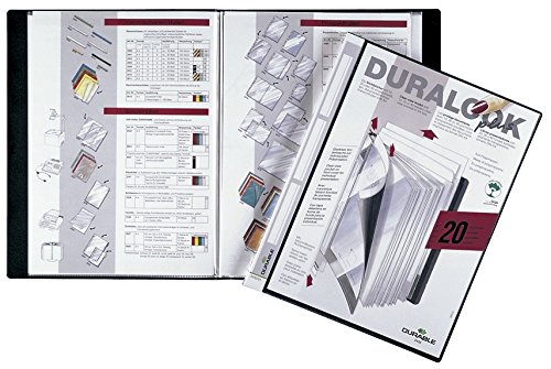 Durable Duralook Plus - Archivador con 10 fundas pl  sticas transparentes  color negro