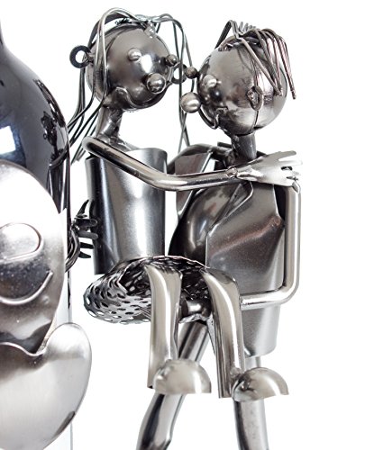 BRUBAKER Flaschenhalter Liebespaar Metall Skulptur Geschenk mit Geschenkkarte - 3