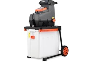 FUXTEC Biotrituratore Elettrico FX-EGH2800B – Motore a induzione da 2800 W – Sistema a rullo silenzioso – Contenitore raccolta 60 L – Protezione anti-blocco – Taglia rami fino a 44 mm