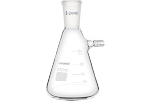 Labasics 250 ml Flacon de Filtration avec 24/40 Standard Conique Joint, Flacon de Filtration en Verre Borosilicate Haute Résistance, Col de Boulon avec Tubulure, Interface de Tuyau de 9 mm