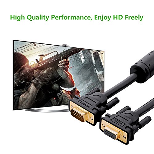 VGA Kabel Ugreen 2m VGA/SVGA Video Monitor Coaxial verlängerungskabel HD mit 2 Ferritfilter/vergoldeten Kontakte/15-polig HD Stecker auf 15-polig HD Buchse/Kompatibel für Projektoren , HDTVs , Displays - 5