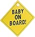 Produktbild infactory Baby-Schilder für Autos: Schild"Baby on Board" mit Saugnapfbefestigung, PVC, 135 x 135 mm (Baby-an-Bord-Schilder)