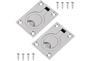 Bestgle 2 PACKS Loquet de Plancher de Bateau Poignée de Traction à Anneau en Acier Inoxydable Trappe de Pont Pour Bateau Dériveur Yacht Etc Accessoires Marins 62x44MM