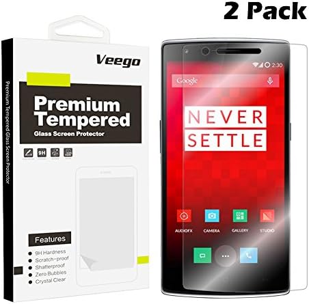 [2 Pack] OnePlus 1 Tempered Glass Screen Protector, Veego Bubble Free / Shockproof / Anti-Fingerprint / Crystal Clear Invisible Shield Ballistic Glass Screen Guard for OnePlus One – Lifetime Warranty