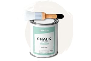 PECTRO Chalk Paint Peinture Craie 750ml + Brosse en Bois spéciale Pack - Peinture à la Craie pour Meuble Bois - Deco Maison et Deco vintage - Peinture Meuble Bois Effet Craie (BLANC ANTIQUE)