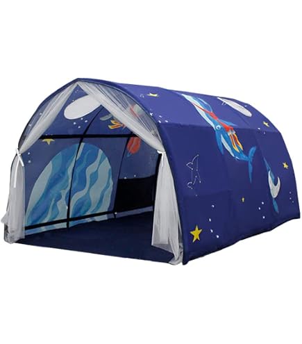 Tentes de lit Fantasy Fun pliable Pop up Outdoor Indoor Dream Twin Size pour garçons et filles, Tentes de jeu pour enfants, Cadeaux de Noël et d' anniversaire (Cheval avec lumière à distance