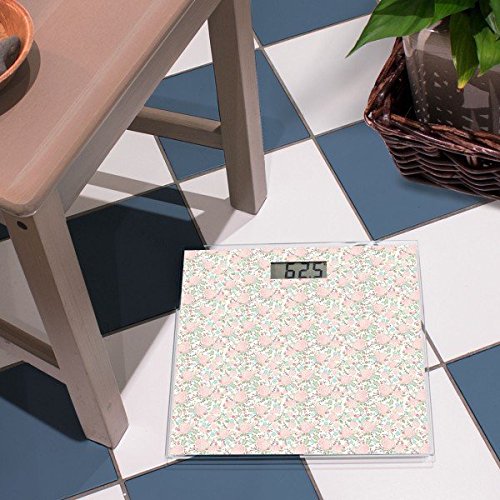 banjado – Personenwaage digitale Körperwaage 30cm x 30cm aus Glas mit Motiv Rosa Rose Muster - 2