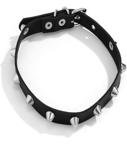 Buy HRLORKC PU Leather Goth Punk Choker O-Ring Spike Rivets
