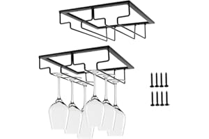 DDGG 2 Pezzi Porta Bicchiere di Vino, Rack per Calici, Supporto per Calice, Supporto Porta Bicchieri, Portabicchieri Sospeso, Porta Bicchieri da Mensola, per Bar, Mobile da Vino, Cucina (25 x 9.5 x 3 cm)