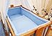 5 Pcs Crib Bedding Set with All-round Bumper 90x40 cm - Plain Blue
