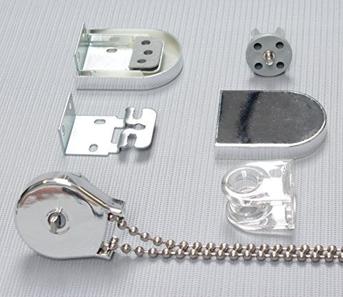 EFIXS Montageset für Rollos mit 25mm Rollowelle ~ Farbe: silber ~ mit Metallkette ~ Länge der Endloskette (Bedienlänge): ca. 100cm