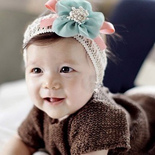 Vollter Baby Stretchy Stirnband große Spitze Blumen Baby Haar Band Haar Zusätze - 3
