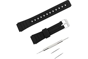 JZK Correa de reloj de repuesto para Casio F-91W F-84 F-93 F-94 F-98 F-105 F-106W F-108 F-201 W-59 A-158, correa de reloj de plástico negro con pasador de barra de resorte y herramienta de extracción