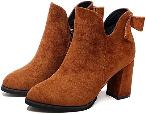 FUFU Women's Boots Comfort Fall Winter Casual Heel Camel Black heel 8cm ( Color : 1001 , Size : EU36/UK3.5/CN35 )