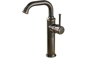 BOATX Nostalgie Retro Einhebel Waschbecken Armatur 360°Schwenkbar Einhebelmischer Bad Wasserhahn-Waschtischarmatur Hoher Auslauf für Badezimmer aus Messing Schwarz