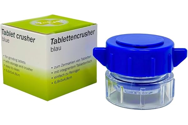 LisaCare Vänd tablettmorteln och krossa tabletter – pillerkrossare | Pillerlåda liten i locket – medicinmortel – daglig hjälp tabletter krossare – vår tablettmortel med stöt