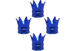 SENZEAL 4 Piezas Tapones Rueda Coche Corona Valvulas para Neumaticos Aleación de Aluminio Universal Tapones Valvula Coche para Coches Bicicletas Camiones Motocicletas (Azul)