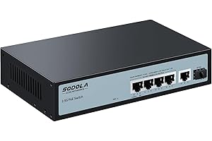 SODOLA 6-portowy przełącznik PoE 2,5 G bez zarządzania|1X 10G SFP&4 x 2.5GBASE-T porty POE, IEEE802.3af/at, 65W, Plug & Play/ Desktop&Wall Mount POE Netwotk Switch