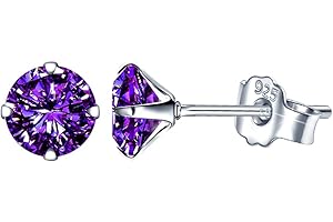 Yumilok Boucles d'oreilles femme fille, en 925 argent, Boucles d'oreilles zircon coloré, Cadeau de Noël anniversaire