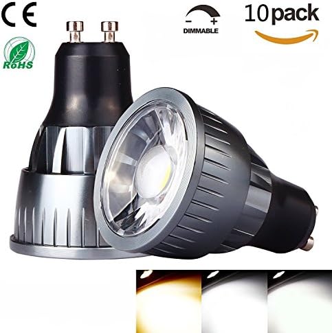 SmartSun Dimmable Long Neck GU10 6W LED Spotlight Beautiful 3000K Warm White Bulb 50W Halogen Equivalent,120°Wide Beam Angle，Ultra Bright LED Light Bulbs,For Ceiling Lighting,Tracking Lighting or Recessed Lighting,Pack of 10