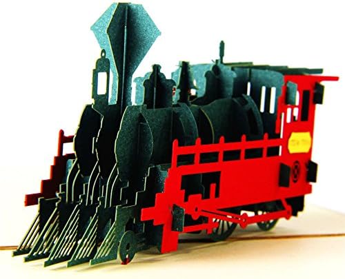 UNIQUEplus Vintage Train Creative 3D Pop UP Greeting Gift Cards for Birthday OR Any Occasion