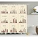 Produktbild H&S Apartment Dekor Sammlung, amerikanische Städte San Francisco New York Los Angeles Chicago Miami Silhouette Drucken, Polyestergewebe Badezimmer Duschvorhang mit Haken, Creme Coral 66" x 72"