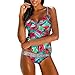 Produktbild Sexy Bikini Set URSING Damen Blouson Blumen Drucken Sportliches Tankini-Set Bademode Zweiteiliger Badeanzug Strandkleidung Frauen Sommer Strand Swimsuit Beachwer Retro Strandmode (XL, Grün)