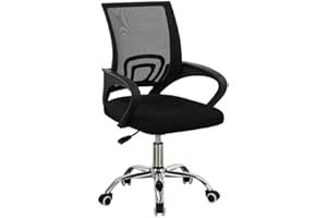 BAKAJI Poltrona Sedia Scrivania Ufficio Presidenziale in Tessuto a Rete Traspirante e Base a 5 Razze in Acciaio Rotazione 360 Gradi Direzionale Altezza Regolabile Arredamento Casa Cameretta (Nero)