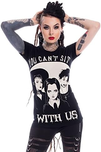 Wednesday Addams Family Sit With Us Tee Punk Goth Cotton Top T-Shirt