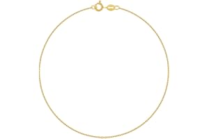 PLANETYS - Cavigliera Argento Sterling 925 Placcato Oro 18K Modello Catenina Ancora Diamantate Larghezza: 1 mm