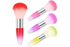 YUEYUAN Brosse à Poussière d'Art Ongle 4 Pcs Brosse à Poussière pour Ongles Colorée Brosse à Nylon Brosse À Poussière Pour Manucure Nail Art pour le Visage Maquillage Manucure （rouge, rose, violet, vert）