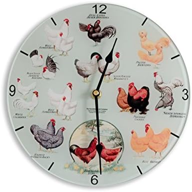 Chicken Breeds Acrylic Glass Medium Kitchen Wall Clock