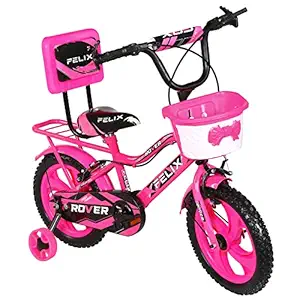 FELIX Rover 14 Inches Single Speed Tubeless Tyre Cycle for Kids, Cushioned Backrest, Age Group - 3 to 5 Years, Quick Release (1st time in India), Available in 6 Colors - Semi Assembled
