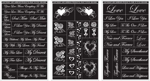 Armour Products Rub 'N' Etch Designer Stencils 5"X8" 3/Pkg-Romantic Moments