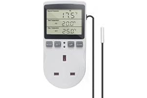 KETOTEK KT3100 Digital Thermostat Temperature Controller Socket Outlet 230V 16A Timer Switch Plug with 1.7m Sensor Heating Refrigerator Thermostat Regulator for Greenhouse Reptile Terrarium Home