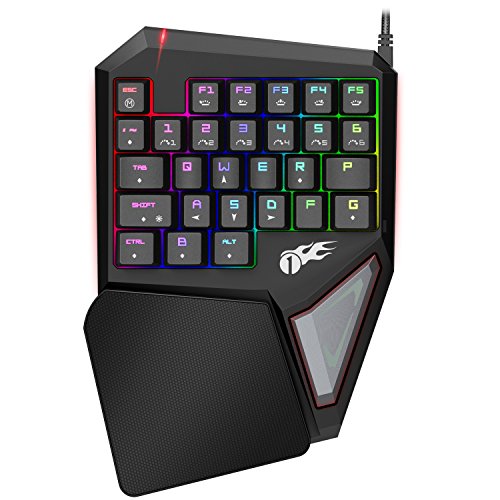 Preisvergleich Produktbild 1byone Professionelle Einhändige Mechanische Gaming Tastatur mit 29 programmierbaren Tasten und kompletter RGB LED-Hintergrundbeleuchtung, Schwarz