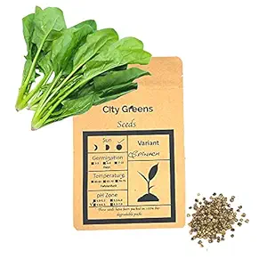 City Greens Spinach Seed - 30 gm, 3000 seeds - Vegetable Plant Seeds for Home Gardening