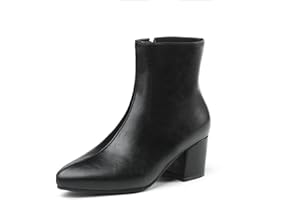 OTMYIGO Women PU Ankle Boots,Retro Cowboy Boots for Women,Womens Chelsea Boots Side Zipper Chunky Platform High Heel Short Boots