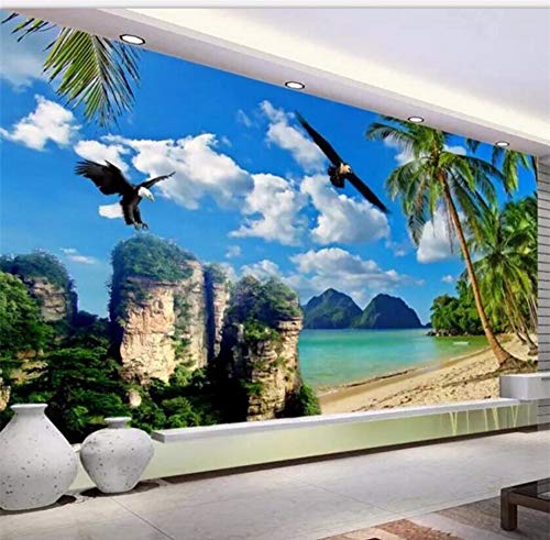 Preisvergleich Produktbild Rureng Kokosnussbaumadler Fernsehhintergrundwandwohnzimmerschla... Des Großen Hohen Blockes Der Kundenspezifischen Tapete Großen Frischen-280X200Cm