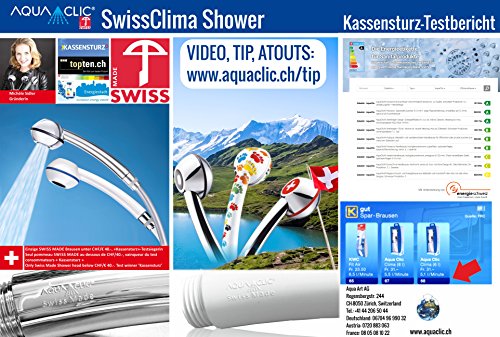 AquaClic Sparduschkopf Clima CHROM, Flussmenge regelbar (6, 8, 11 l/min), kräftiger Duschstrahl, verkalkungsarm - 5