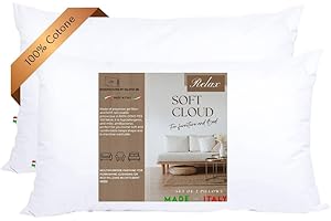 GM Soft Cloud Cuscini Letto 40x70 Guanciali per dormire 2 pezzi rivestimento 100% cotone fresco lavabile anallergico e traspirante Made in Italy