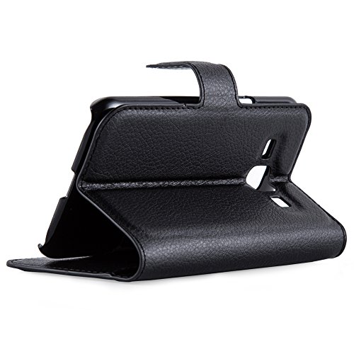 Cadorabo – Book Style Hülle für Samsung Galaxy J1 – 5 (Modell 2015) – Case Cover Schutzhülle Etui Tasche mit Standfunktion und Kartenfach in PHANTOM-SCHWARZ - 4