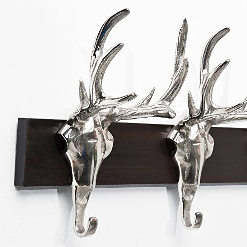 WANDGARDEROBE JÄGERGLÜCK Hirschkopf Geweih Aluminium 3 Kleiderhaken - 3