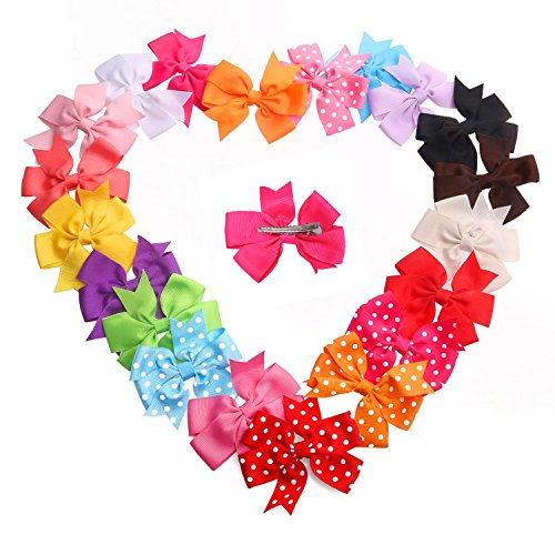 20PCS Girls Kids Baby Party Princess Ribbon Hair Bow Clip Snap Clip Barrettes Accessories