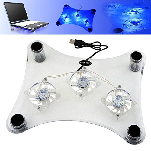 ThreeH Laptop Notebook Kühlung Pad mit 3 Lüfter & Blue LED Lichter für Apple Macbook Air/Pro/iBook Alienware HP Asus Toshiba Acer Xbox 360/PS3 /PS4/PS Slim H-UF01 - 4
