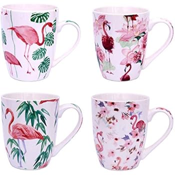 4er Set Keramik Tassen - Vintage Design Mit Gerippter Optik