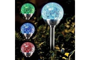 Garden Mile Solar Powered Globe Lights Outdoor Solar Lights, Garden Light for Your Patio, Drive or Flower Bed, Garden Lighting Changes globe stake lights (Multi Coloured, 4)