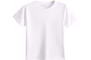 SMIVIBE Kids Semi-Heavyweight (210GSM) Crew Neck T-Shirt Short Sleeve Top Boys Girls Cotton Plain Casual Tees for Ages 3-13